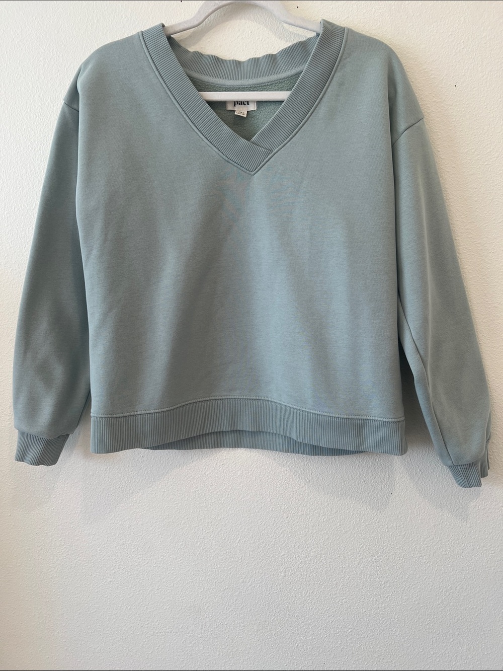 Pact V-Neck Pullover Sweatshirt Size S